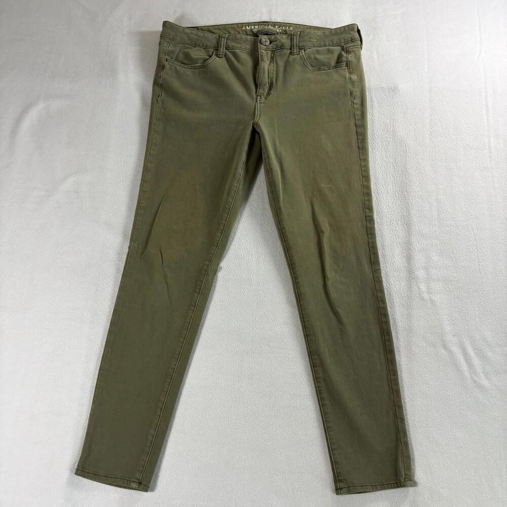 American Eagle Jegging 360 Super Stretch 35x28 Olive Skinny Jeans Womens 8 - Picture 1 of 10